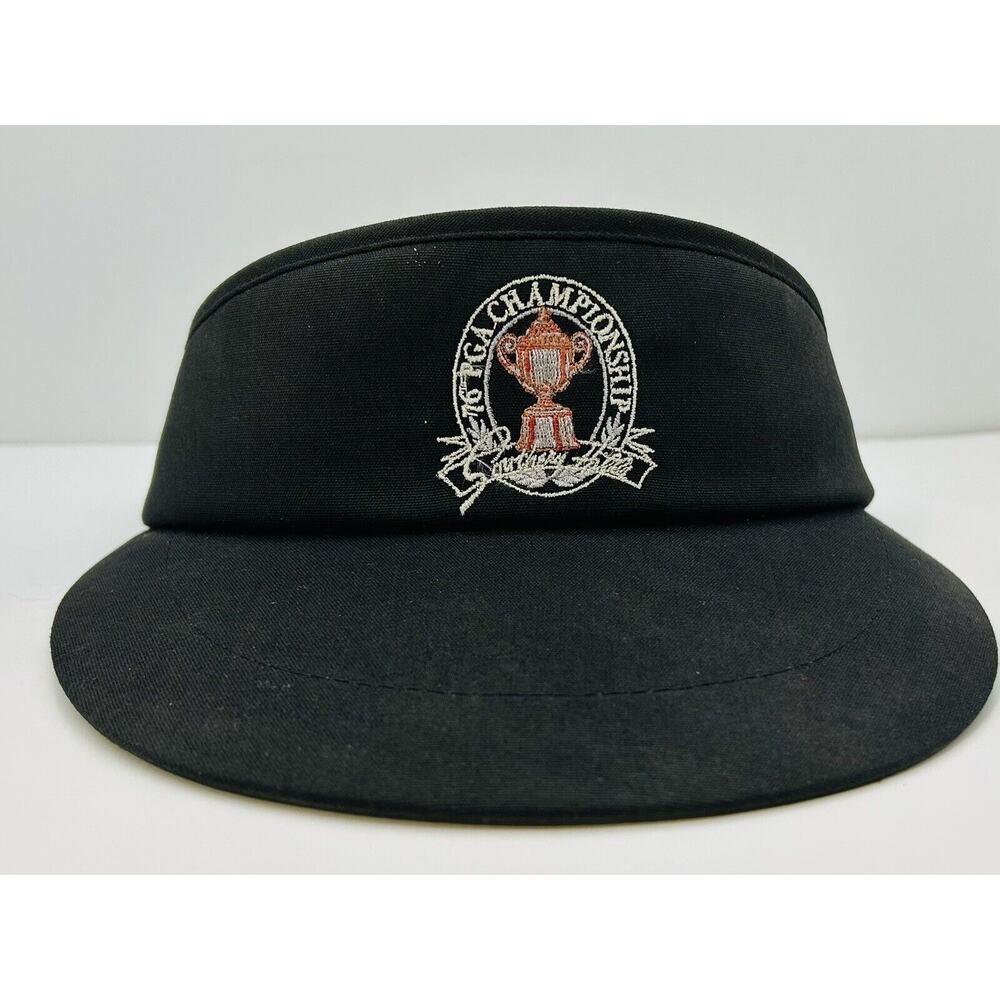 Vintage 1976 PGA Golf Championship Visor Hat Southern Hills Rare Black Hat Cap